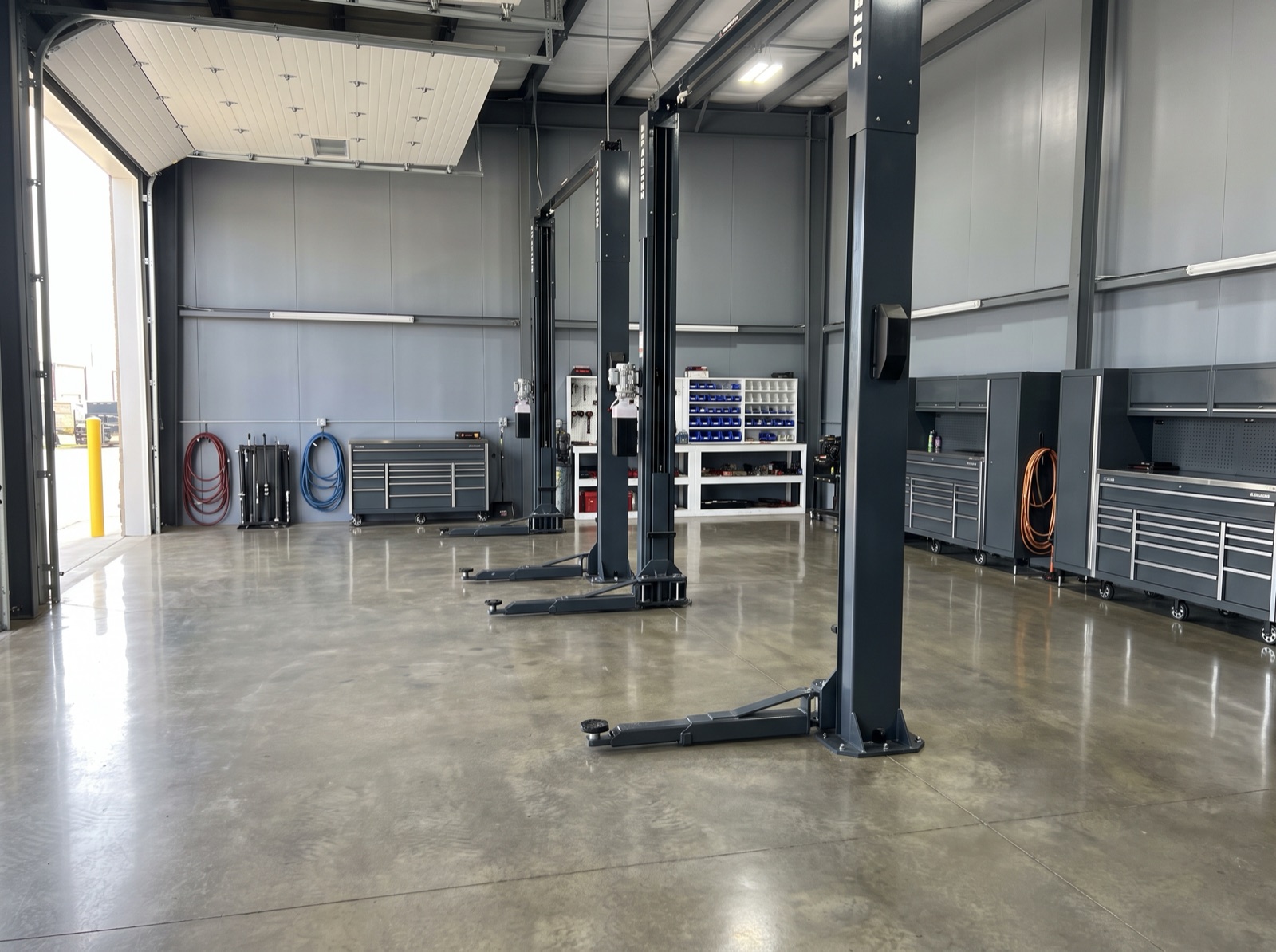 A clean service bay at MacLeod's Auto